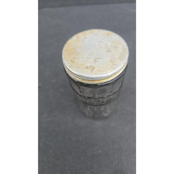 Vintage SODA Embossed Glass Jar Metal Lid Pantry Canister Paneled Clear Kitchen - Picture 9 of 11